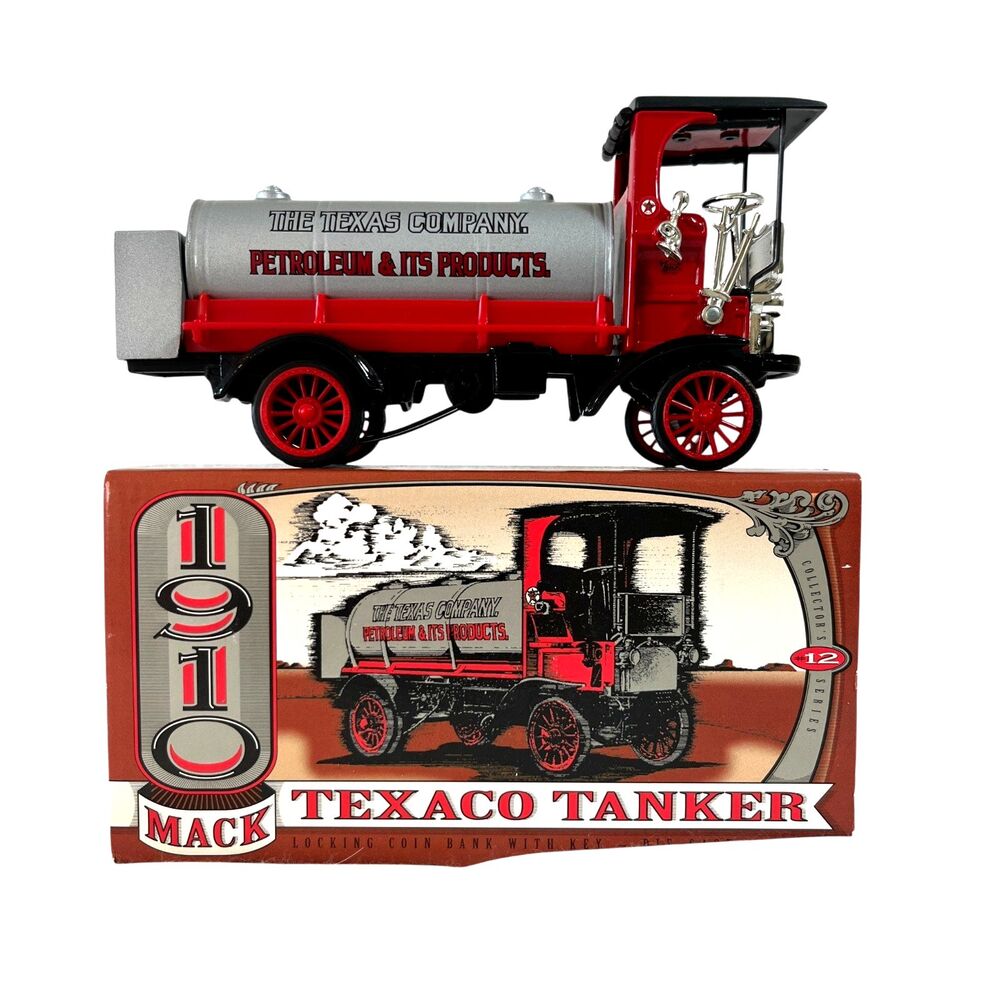 1910 Mack Senior Tanker Bank + Key Ertl F122 Texaco Lic. NEW w/ Original Box